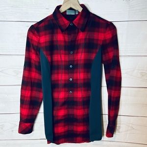 Athleta Plaid Long-Sleeve Button-Up